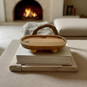 Round Wooden Vanity <b>Tray</b> With Three Legs Minimalist Decorative Organizer <b>Tray</b> for <b>Perfume</b> Jewelry Cosmetics Bedroom Dresser - Product Image 3