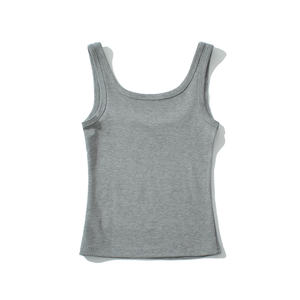 High Quality Solid T-<b>shirt</b> Tank Top Seamless Streetwear Stretch Rib Knit Sleeveless Casual Tank Top Women - Product Image 2