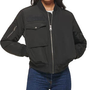 Wholesale <b>Women</b> Custom Black Utility Bomber <b>Jacket</b> Fashion Lightweight <b>Flight</b> <b>Jacket</b> Ladies Streetwear Casual Outerwear Zip Up - Product Image 4