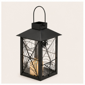 Wholesale Decorative Halloween Metal <b>Lantern</b> Spider Web Punch Detail for Spooky Indoor Outdoor Home Decor and Party Supplies - Product Image 1