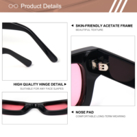 Lunettes de soleil polarisées rectangulaires épaisses pour hommes et femmes, monture rétro en acétate, branches larges, vente en gros