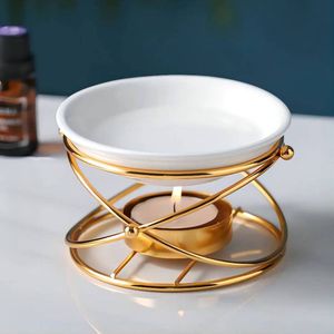 Elegantes quemadores de fragancias para el hogar en color dorado, portavelas de metal para velas de té, quemador de aceite esencial, difusor de aroma para sala de estar y dormitorio. - Product Image 3