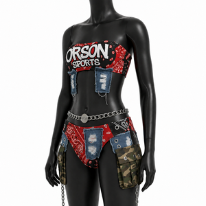 ชุดบิกินี่แบบ Bandeau ของ Orson Sports ลายผ้าพันคอ สไตล์สตรีทแวร์ เอวสูง ดีไซน์เท่ห์ เหมาะสำหรับงานเทศกาล - Product Image 3