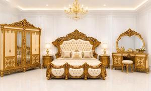 Ensemble de meubles de chambre à coucher en bois de style turc ultra-luxe, lit king-size avec tables de chevet, ensemble de meubles de chambre à coucher en bois, USA - Product Image 6
