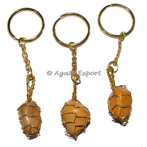 Green Aventurine Tumbled <b>Stone</b> Key Ring Hand Made <b>Cage</b> Tumbled <b>Stone</b> Keychain - Product Image 6