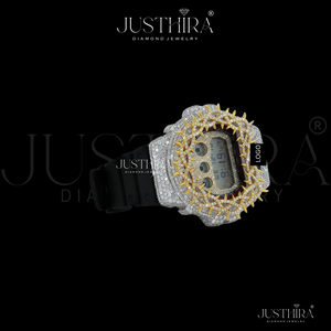Reloj con bisel dorado Thorn y diamantes de moissanita VVS brillantes para hombre o mujer, reloj de pulsera de lujo estilo HipHop para uso diario. - Product Image 3