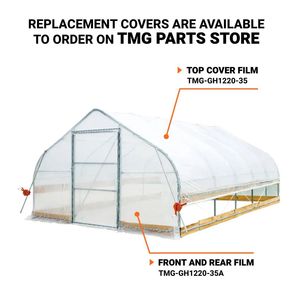 12 'X 20' Tunnel serra 6 Mil chiaro EVA pellicola di plastica con telaio a mano a manovella con lato arrotolante tetto del soffitto di punta TMG-GH1220 giardino - Product Image 3
