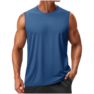 Débardeur sans manches pour homme de qualité supérieure, respirant, 275 GSM, col rond, noir uni, tricoté, décontracté, vente en gros - Product Image 2