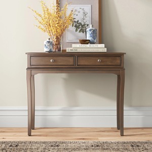 Mesa Consola Clásica de Hierro con 2 Cajones de Almacenamiento, Acabado Marrón Cálido, Mueble Moderno para Sala de Estar - Product Image 2