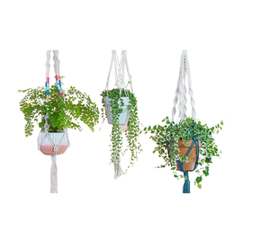 Porte-plante en macramé avec logo personnalisé, panier suspendu pour plantes d'intérieur et d'extérieur, corde en coton, porte-plante en macramé pour décoration murale - Product Image 5