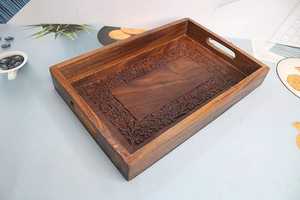ถาดไม้เนื้อแข็ง ถาดเสิร์ฟสำหรับใช้ในบ้าน โรงแรม และร้านอาหาร ถาดเสิร์ฟแบบกำหนดเองจากอินเดียในราคาที่เหมาะสม - Product Image 5