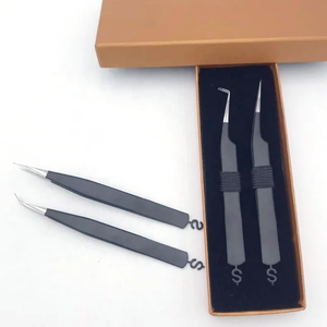 Pinzas de Acero Inoxidable para Extensión de Pestañas, Etiqueta Personalizada, Herramientas de Belleza al por Mayor con Puntas de Volumen y Fibra en Venta - Product Image 6