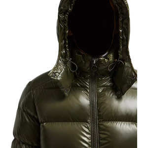 Veste matelassée à capuche pour homme, couleur vert olive, coupe-vent, rembourrée de duvet, vêtement d'extérieur décontracté pour l'hiver, fermeture éclair, coupe régulière - Product Image 3