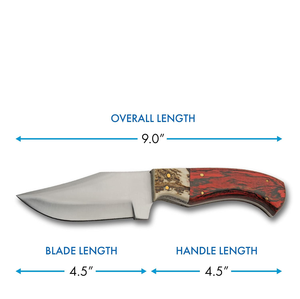 Cuchillo de caza BA Enterprises Full Tang con hoja de acero de Damasco, mango de madera y asta de ciervo, punta caída, 9 pulgadas de longitud total, funda incluida - Product Image 5