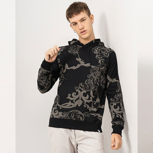 Sudadera con Capucha para Hombre, Estampado Negro, Corte Regular, Tejido de Punto, Ropa Casual de Otoño, Sudaderas con Capucha y Sudaderas de Algodón Jersey para Hombre - Product Image 3