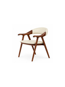 Fauteuil en bois massif de style mid-century avec siège rembourré et dossier incurvé, meubles modernes pour salle à manger et salon - Product Image 5