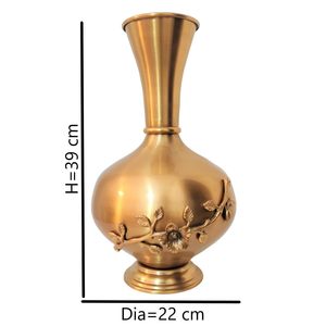 Vase à fleurs Surabhi en aluminium doré artisanal, objet décoratif en métal pour la maison, le salon, la chambre et le bureau - Product Image 4