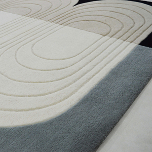 Hand Tufted Wool Silk Rug Carpet for Living Room Modern Geometric Area Rug Handmade Contemporary Carpet - Product Image 4