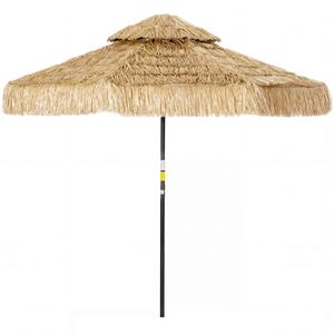 Ombrellone da Patio Hula in Stile Tiki con Tetto in Paglia, 2 Livelli, Stile Hawaiano, 8 Stecche, Protezione UPF30+, con Base - Product Image 1