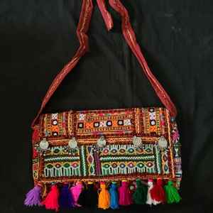 Vintage Banjara Embroidered Tassel Patchwork <b>Mirror</b> Work <b>Shell</b> Casual Sling Crossbody Bag Ethnic Boho Handbag Beach College - Product Image 5