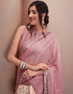 Sarees de Mujer KV con Lentejuelas Bordadas Estilo Bollywood - Product Image 1