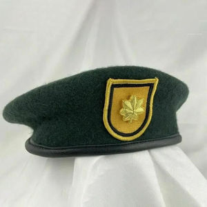 Béret en laine verte avec emblème feuille d'érable dorée, unisexe, chapeau décontracté d'extérieur, printemps automne, 56-58CM, casquette béret en coton uni pour homme, personnalisable - Product Image 3