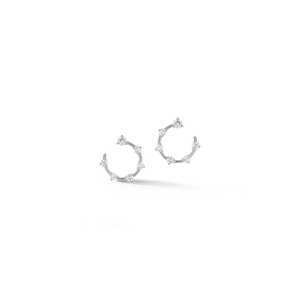 Boucles d'oreilles créoles Starburst pour usage quotidien, avec fermoir papillon, 10 mm, cercle ouvert poli, en or massif 14 carats, diamant de laboratoire taille ronde - Product Image 3