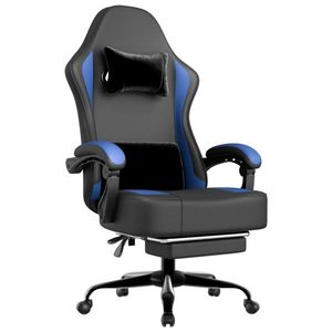Ergonomic Adults' Gaming Chair with Pocket Spring Cushion & <b>Footrest</b> Breathable PU Leather Ad - Product Image 1