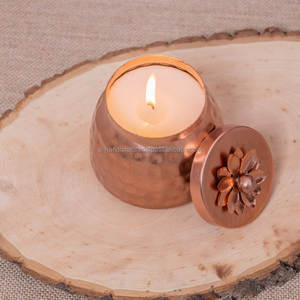 <b>Large</b> Hammered Pure Copper Multi-Pillar <b>Candle</b> Dish Bowl – Heavy-Duty Centerpiece Stand for Hotel Lounge & Event Staging - Product Image 2