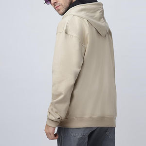 Mens Beige <b>Black</b> Contrast Hooded <b>Zip</b> <b>Up</b> <b>Hoodie</b> Oversized Full <b>Zip</b> Sweatshirt Casual Streetwear Fleece <b>Hoodie</b> Winter - Product Image 2
