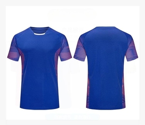 Maillot de football à manches courtes pour homme, col rond, polyester respirant, imprimé rayé, coupe athlétique, vêtements de sport toutes saisons - Product Image 2