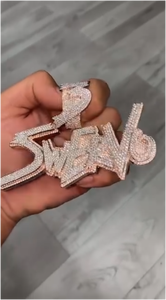 Collar con Colgante de Nombre Personalizado para Hombre, Estilo Hip Hop Urbano, Letra 3D Moderna, Joyería con Piedra Moissanita y Nombre Personalizado - Product Image 2