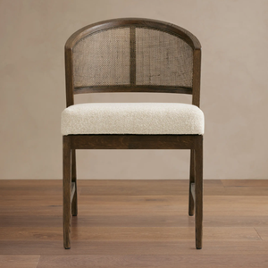 Silla de comedor con respaldo de ratán de madera de teca maciza de estilo contemporáneo con asiento cómodo para uso en la cocina del hogar o apartamento - Product Image 6