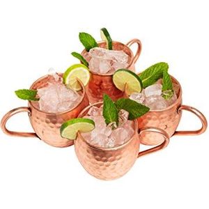 Copper cocktail mug set for elegant mocktail presentations hammered finish metal cups durable reusable kitchen party mugs - Product Image 4