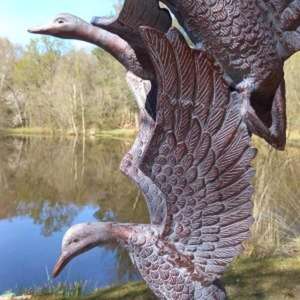 Suministros para la Organización de Eventos, Estatua de Bronce de Tamaño Real de 3 Pájaros en Vuelo, Decoración de Jardín - Product Image 4