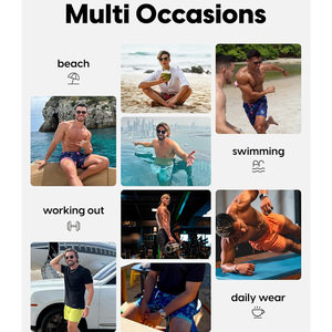 Men's Quick Dry Anti-UV Breathable <b>Swim</b> Shorts with <b>Board</b> Shorts Drawstring Waist Casual Beach Trunks Blue Pink Pattern - Product Image 4