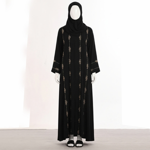 ชุดอาบายะห์ทรงร่มปักลายผีเสื้อแบบธรรมชาติหรูหราสำหรับเทศกาลอีดอัลอัฎฮา รุ่นใหม่จากโรงงานผู้ผลิต (OEM) ผ้าชีฟองสำหรับผู้หญิง สไตล์เรียบร้อย - Product Image 2