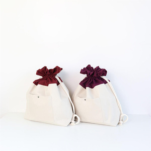 [SO,ON DESIGN] Upcycling Drawstring <b>Backpack</b> Zero Waste Fashion Recycled Fabric Knapsack - Product Image 4