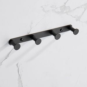 Appendiabiti da Parete in Acciaio Inossidabile Nero Opaco con Quattro Ganci e Accessori per il Bagno per Organizzazione e Stoccaggio Domestico - Product Image 3