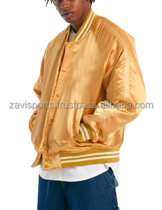 Veste Bomber en Satin Varsity Baseball Hiver Zavi Sports Veste Homme Vente en Gros Personnalisée 100% Polyester Vestes - Product Image 6
