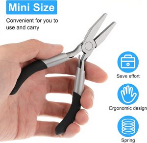 Pince à bec plat en acier inoxydable de 5 pouces, outil miniature à mâchoires lisses pour la pliage de fil, l'ouverture de bagues, la réparation artisanale - Product Image 2