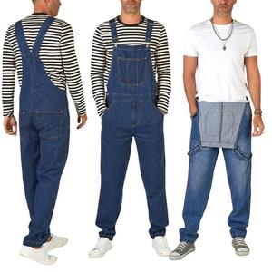 Men's Stonewashed Denim Overalls Regular Fit Mid Waist Casual <b>Blue</b> Jeans Pants With Pockets Spring Cotton Woven Custom Overalls - Product Image 2