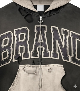 Sudadera con Capucha Extra Grande con Cierre, Logotipo de Marca Personalizado en Aplique, Bolsillo, Corte Recortado, Unisex, Tejido French Terry, Sudadera con Capucha para Hombre - Product Image 6