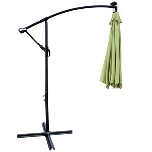 10 ft esterno a energia solare LED illuminato Patio ombrello impermeabile 8 costole a manovella Base croce parasole per giardino ponte cortile - Product Image 5