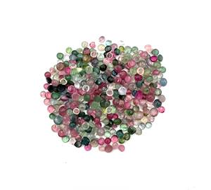 Tourmaline naturelle multicolore, cabochon rond, pierre précieuse en vrac, 10 carats, haute qualité, 3-5 mm, certifiée IGI pour la fabrication de bijoux - Product Image 5