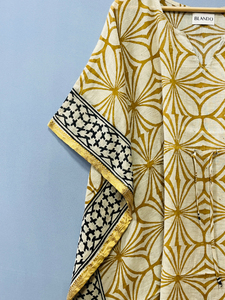 Bagru Print Green Cotton Handmade Natural Waist <b>Kaftan</b> Women Comfortable Casual Floor-Length <b>Maxi</b> Dress Parties Sleepwear Summer - Product Image 5