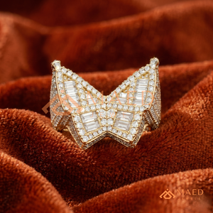 Bague Couronne Homme Or Doré Moissanite Effet Diamant Baguette Luxe pour Homme - Product Image 6