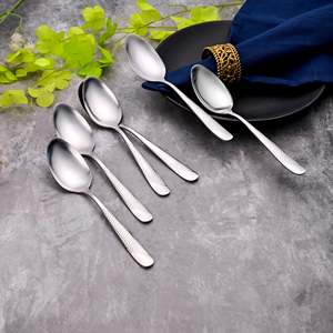 Mini Majestic <b>Set</b> of 6 Stainless Steel Spoons Long Handle Soup and Tea Serving Spoons Commercial Use <b>PC</b> Material - Product Image 1