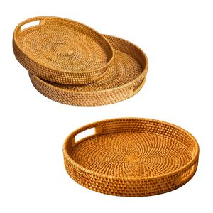 Bandeja de Servir PHU HAO Ecológica de Ratán Natural Tejida a Mano, Ahorra Espacio, con Asas, para el Hogar y la Cocina - Product Image 1