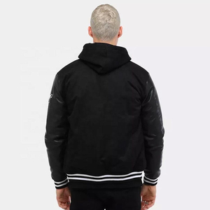 Vestes de sport universitaires style baseball pour hommes et adultes, avec manches en cuir PU, prix d'usine - Product Image 4